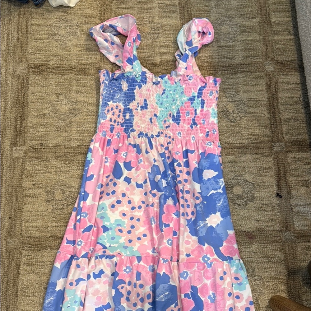 MAHI GOLD Summer Jubilee  Casual Long Dress in Pink and Blue